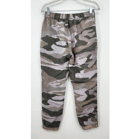 Johnny Was Sidra Camo Print‎ Embroidered Women's Linen Jogger Pants Size XS - Picture 3 of 9